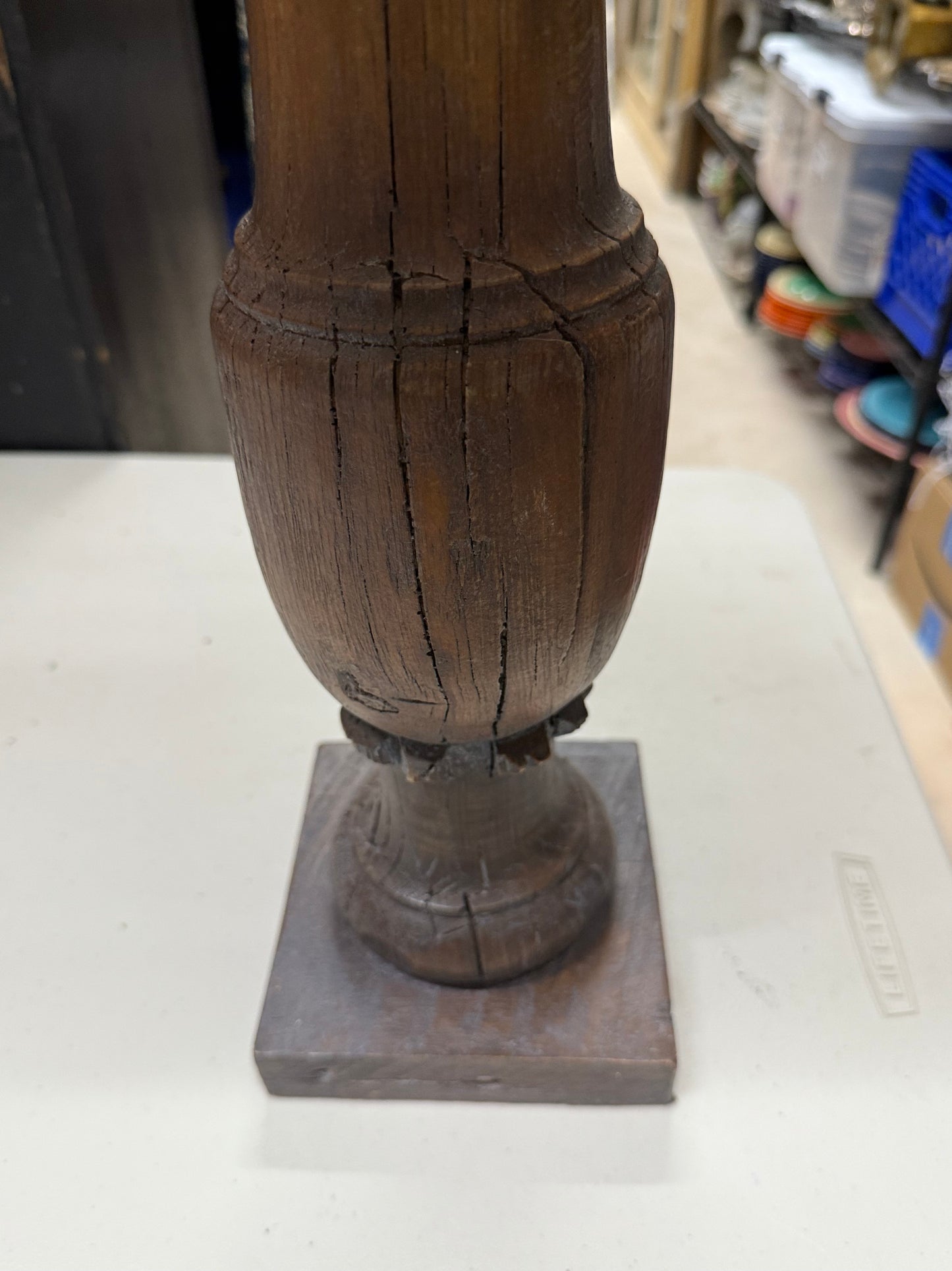 Wood Carved Table Lamp