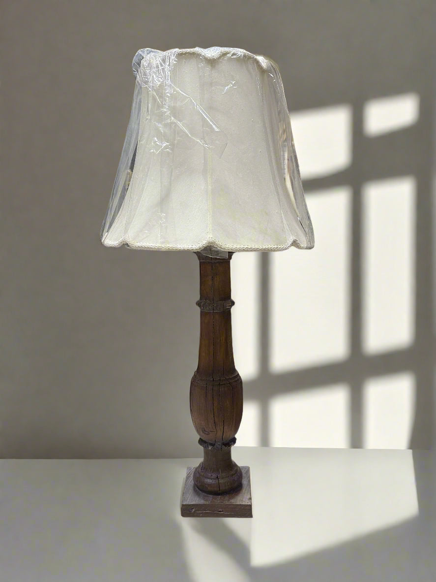 Wood Carved Table Lamp