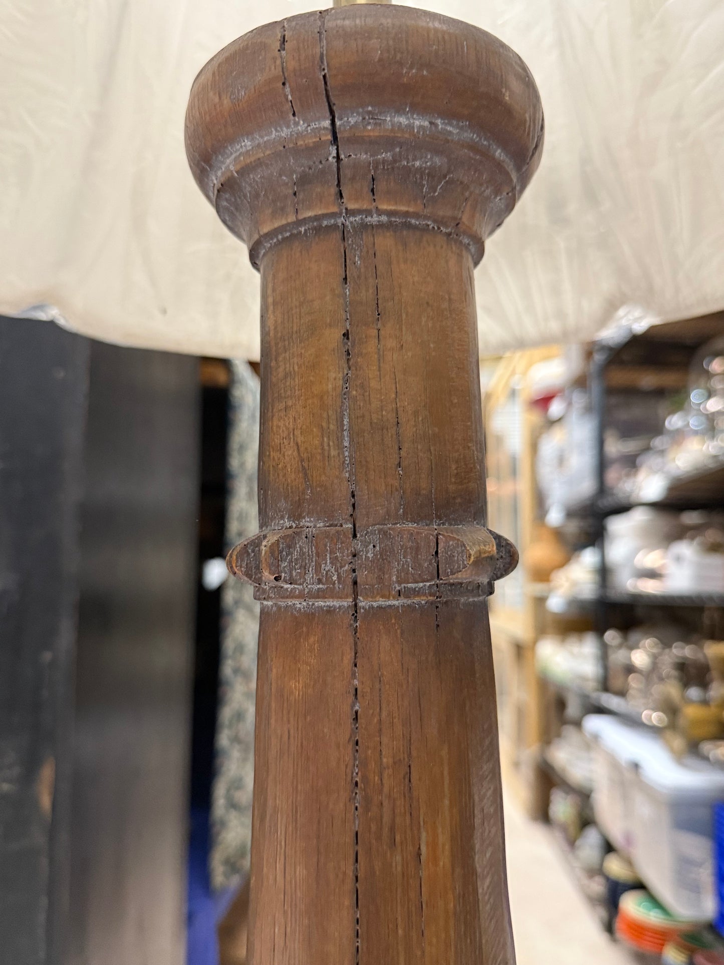 Wood Carved Table Lamp