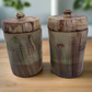 Antique Glazed Terra Cotta Lidded Spice Jars circa 1910