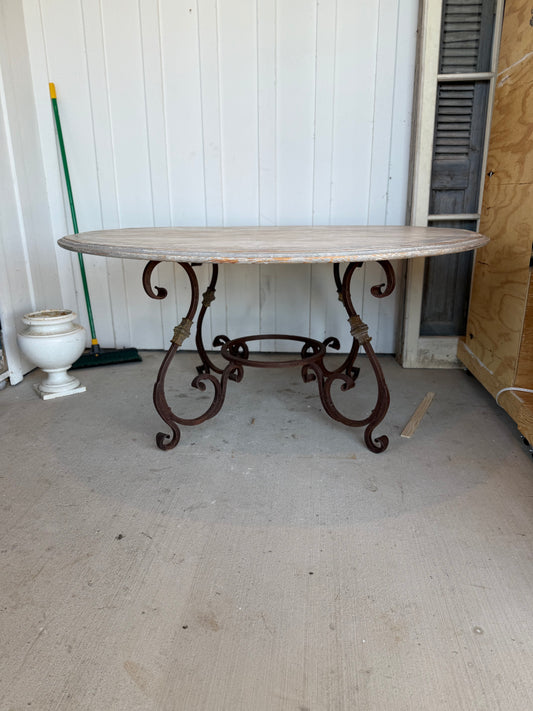 Round Dining Table with Iron Base