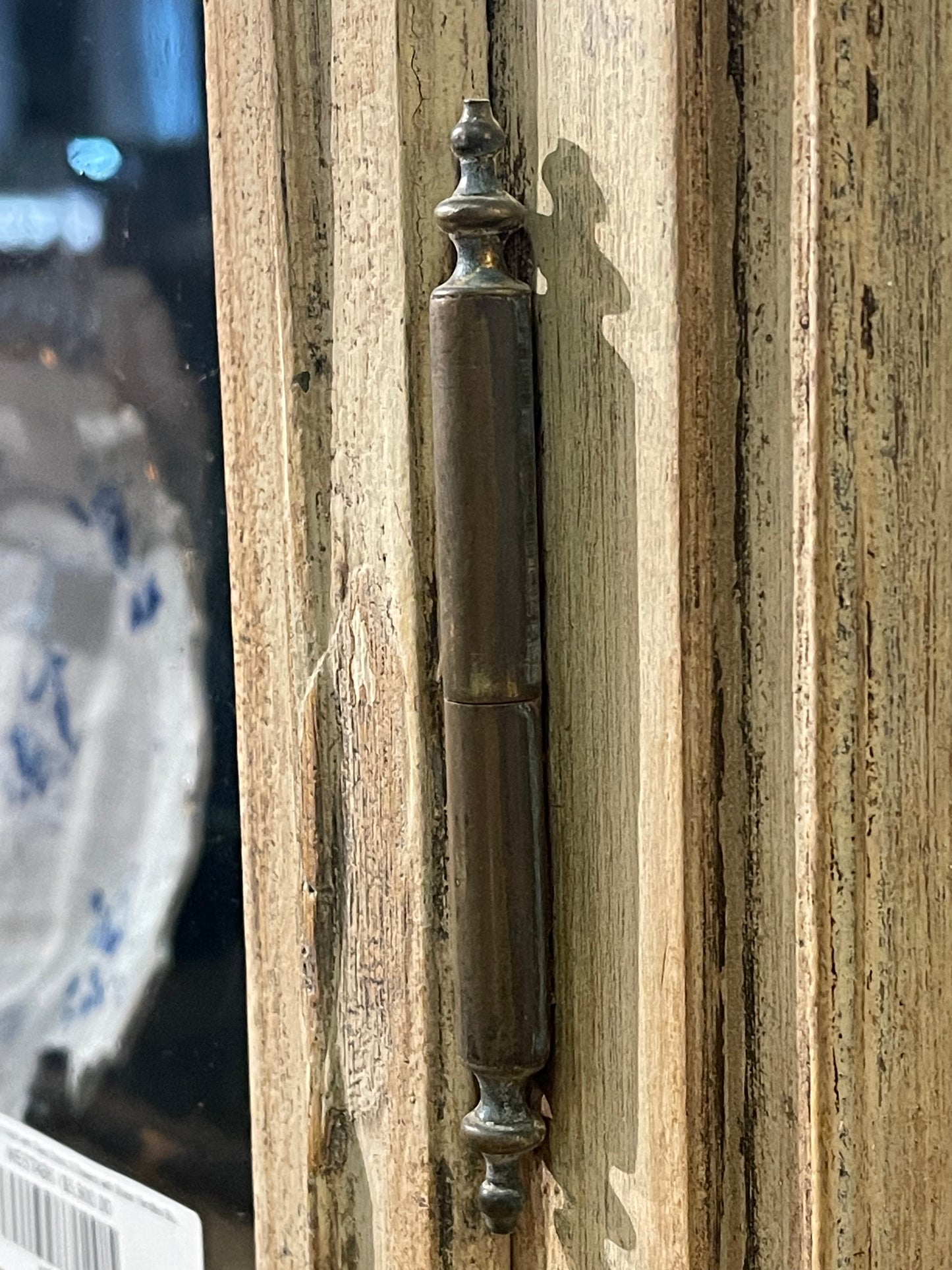 19th Century French Hutch with Glass Doors 3 Drawers with Brass Handles Blue Inside