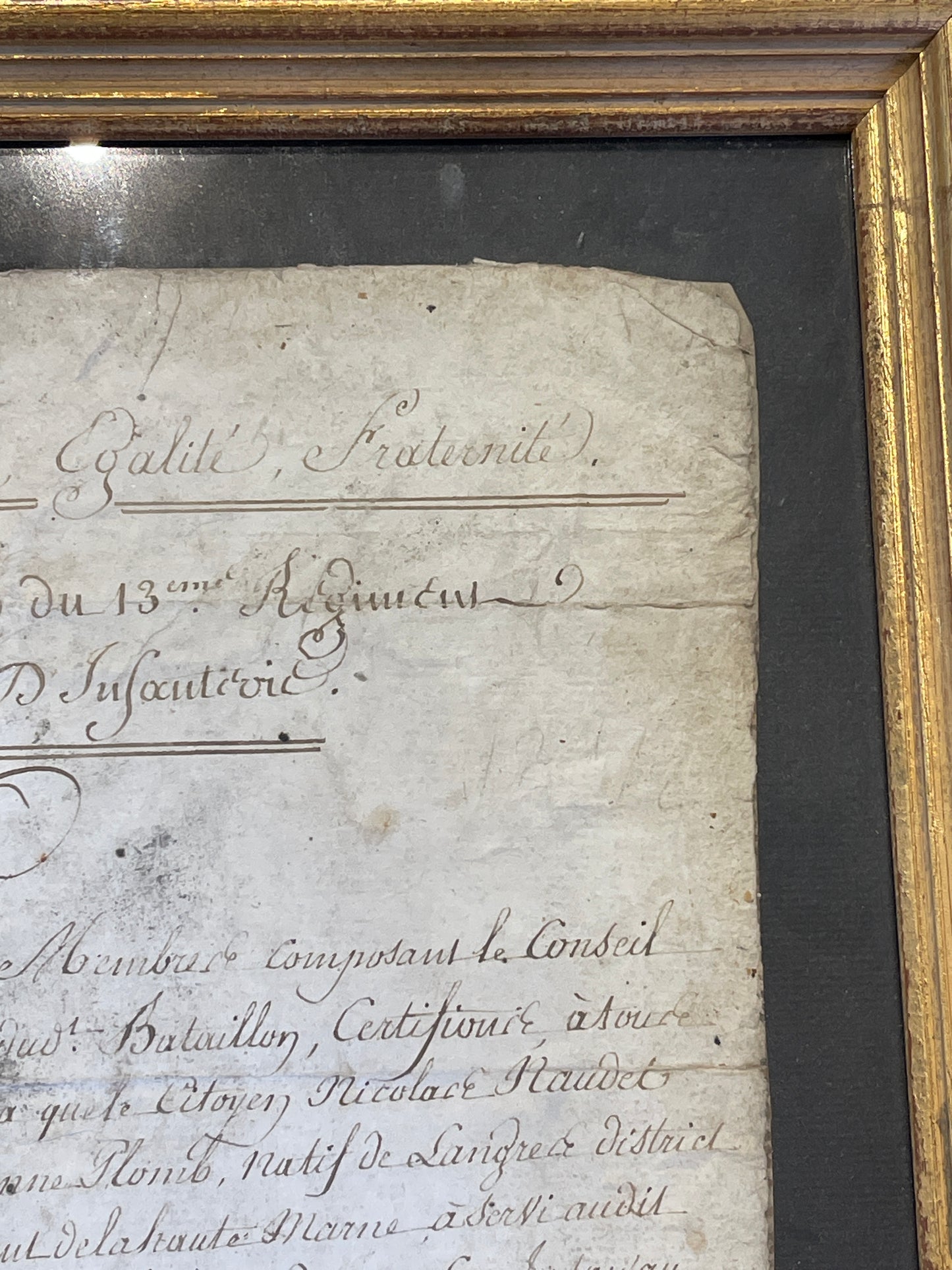 Certificate of Good Service for Citizen Naudel in the Castle Biche 1793 with Wax Seal