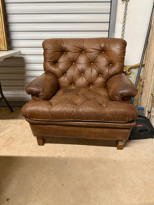 Vintage Leather Chesterfield Club Chairs