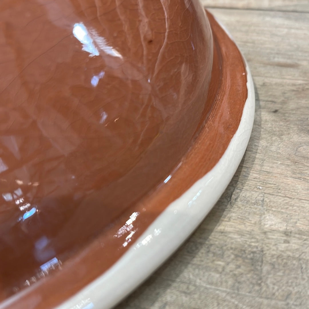 Terra Cotta Splatterware Glazed Black and Cream Deep Bowl