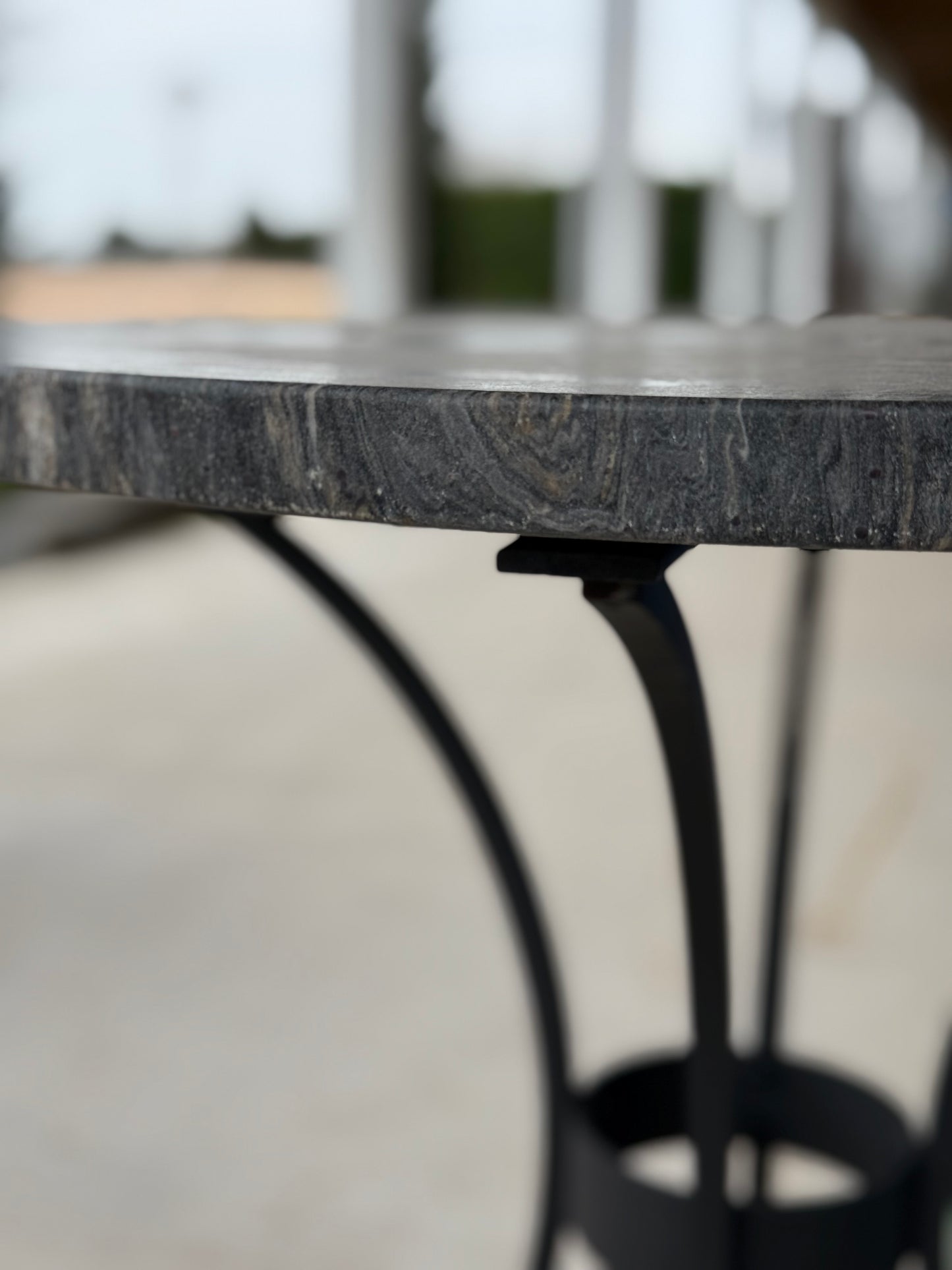 Black Marble Top Table With Hoof Feet