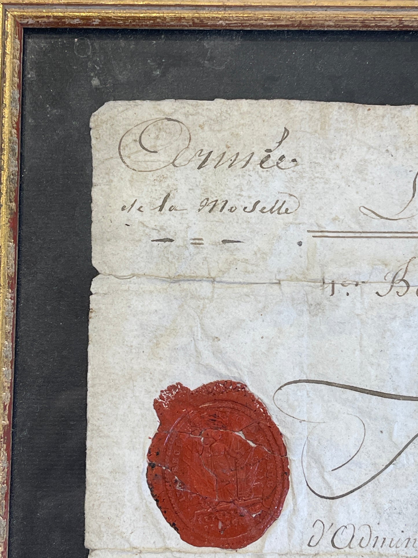 Certificate of Good Service for Citizen Naudel in the Castle Biche 1793 with Wax Seal