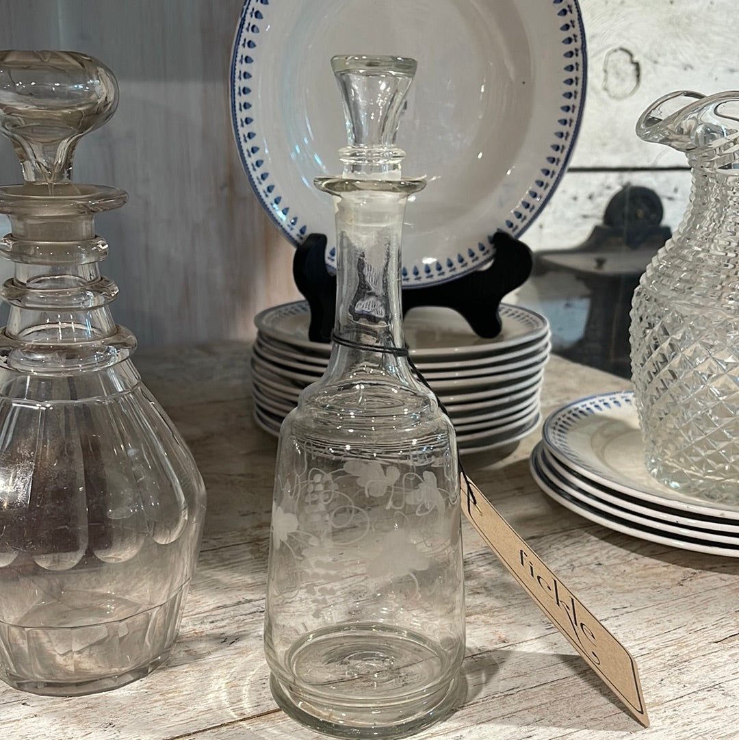 French Hand Blown and Hand Engraved Decanter