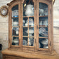 19th Century French Hutch with Glass Doors 3 Drawers with Brass Handles Blue Inside