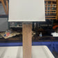 Pink Modern Vintage Lamp in Pink with Crystal Neck and Base with Rubbed Brass Finish