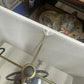 Pink Modern Vintage Lamp in Pink with Crystal Neck and Base with Rubbed Brass Finish