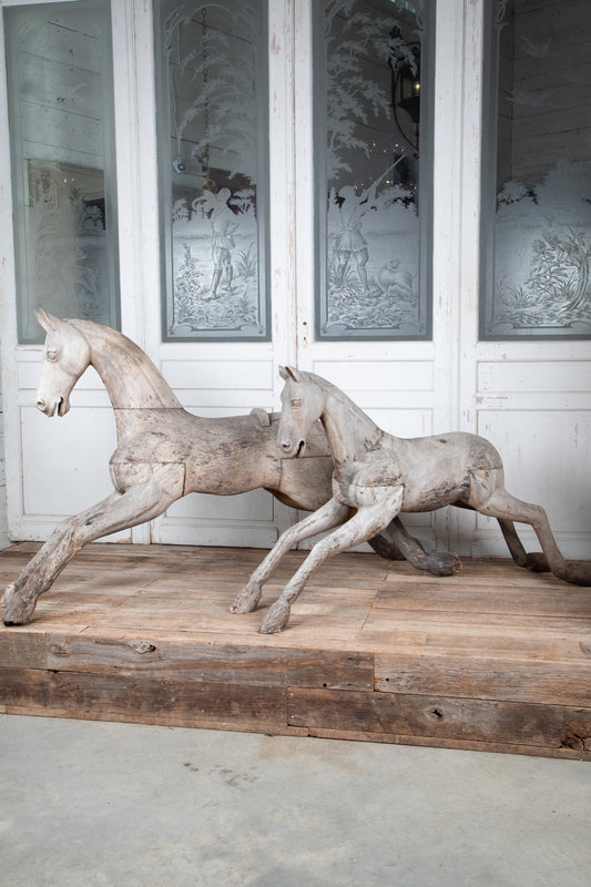 Hardwood Spanish Horse Sculptures Circa 1900