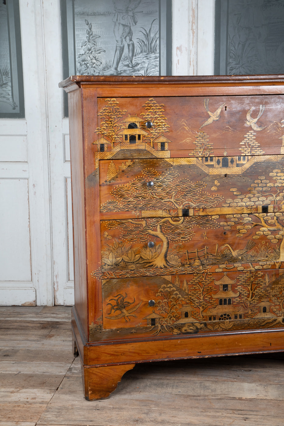 French Chinoiserie Painted Chest of Drawers