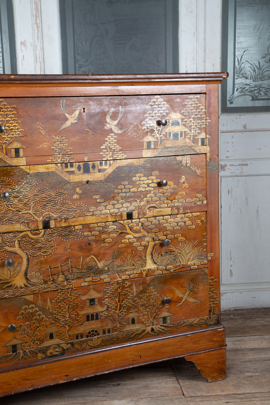 French Chinoiserie Painted Chest of Drawers