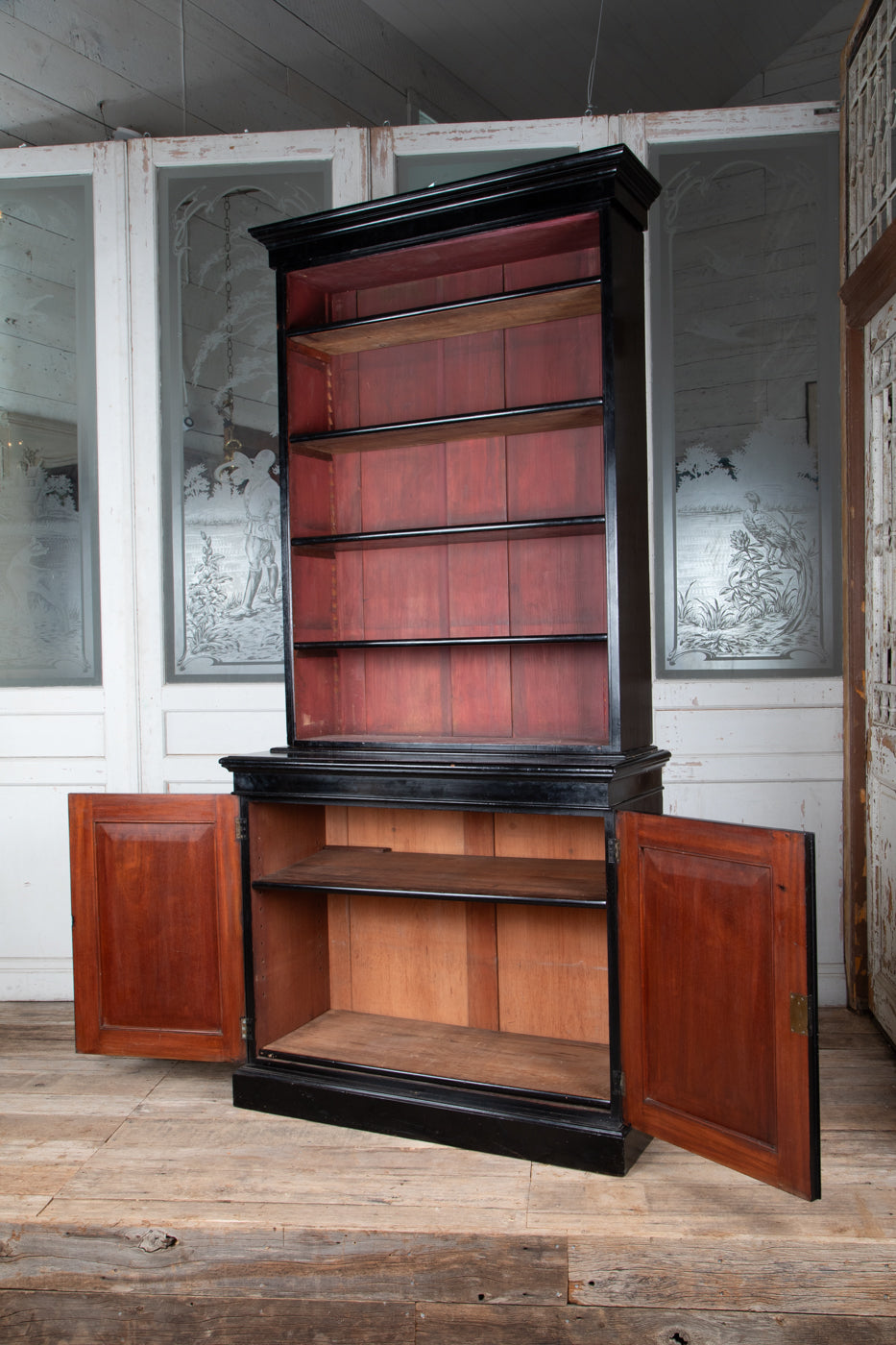 Victorian Ebonized Glazed Bookcase