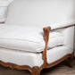 Italian Walnut Framed Upholstered Sofa Loveseat