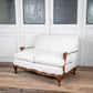 Italian Walnut Framed Upholstered Sofa Loveseat