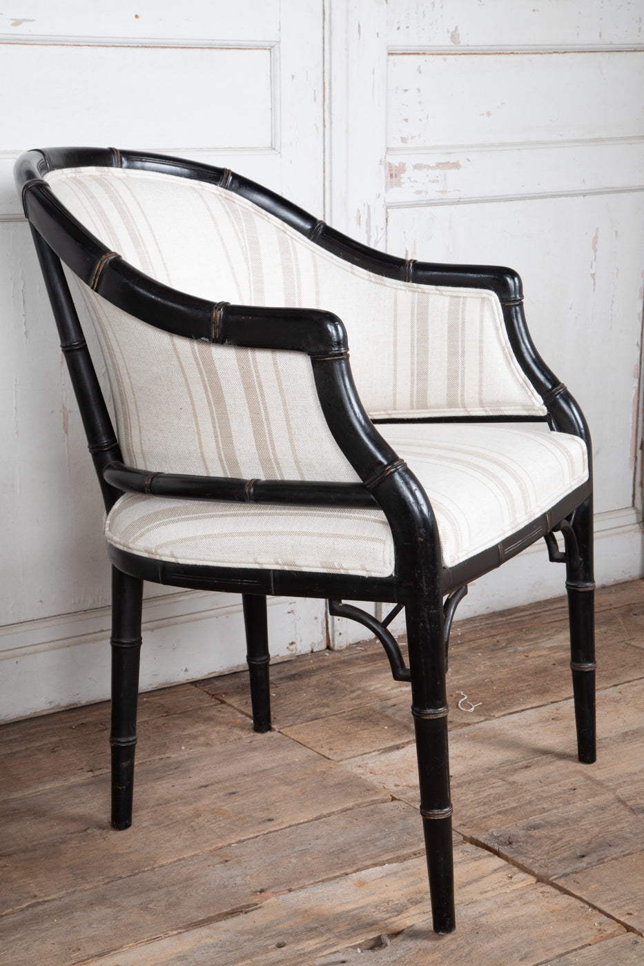 Set of 6 Black Faux Bamboo Arm Chairs