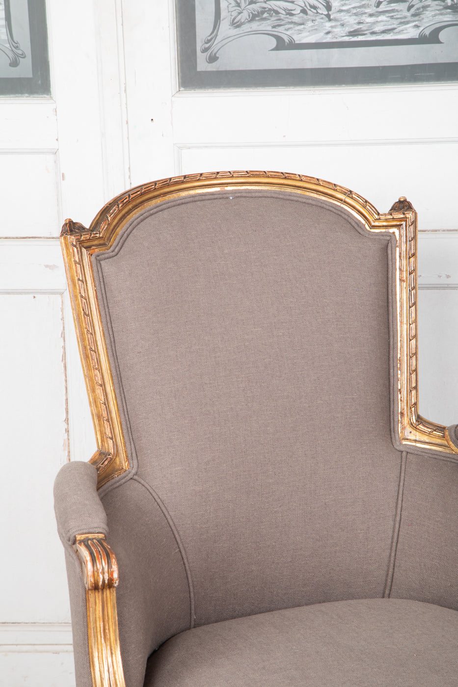 Louis XVI Style Gilt Bergere Armchair