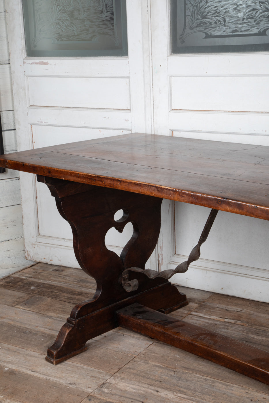 Table with Heart Carving and Iron Stretcher