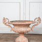 19th Century Original Pink and White  Painted Patina Twin Handled Urn