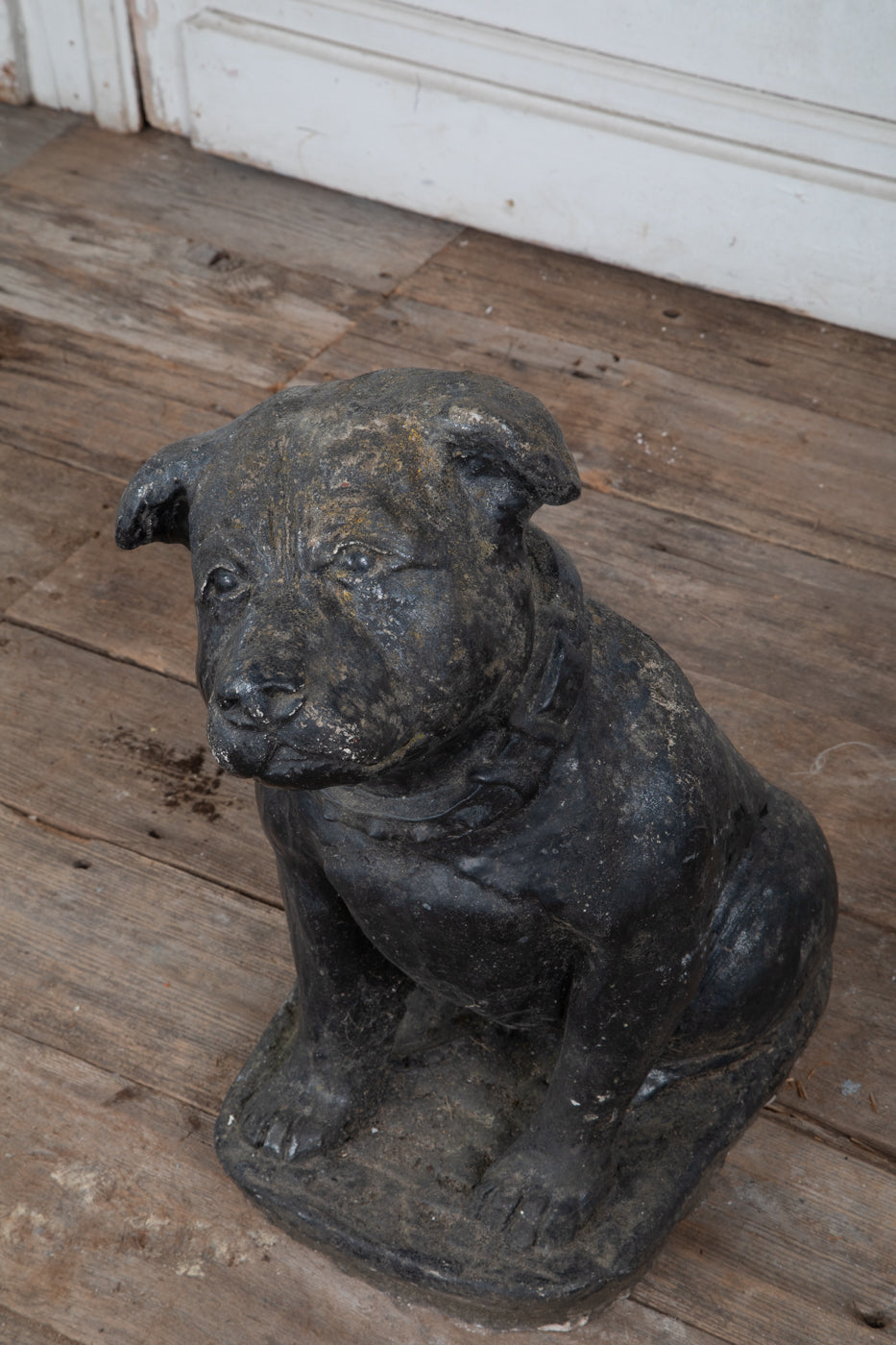 Black Concrete Bull Terrier Garden Statuary