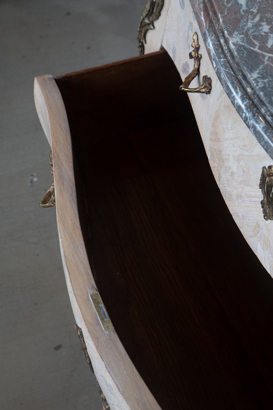 French Bleached Serpentine Commode with Marble Top