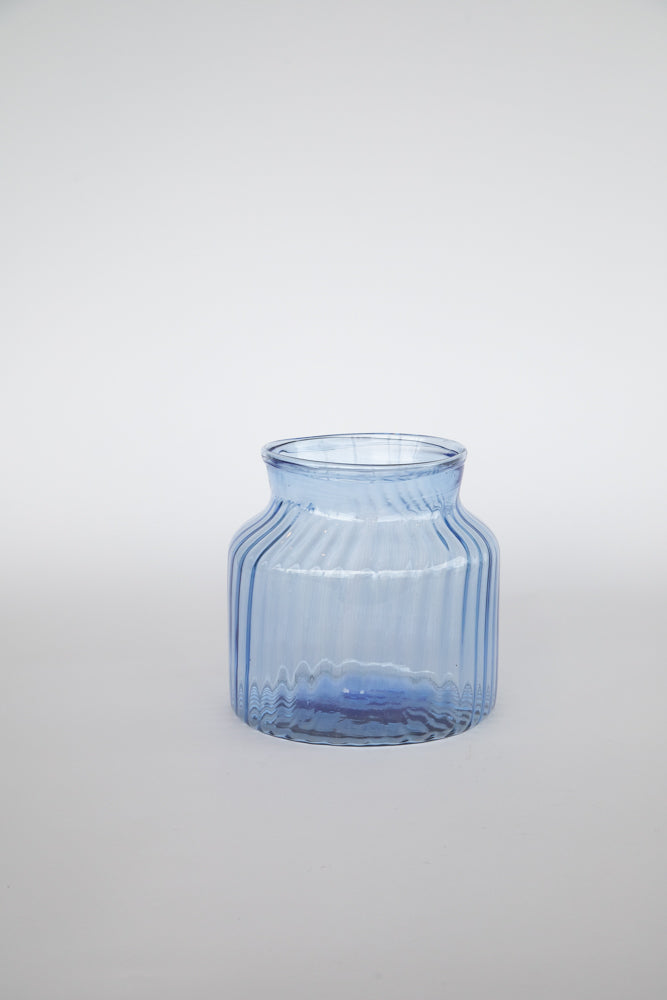 Blue Glass Jar - Short with 6" Opening