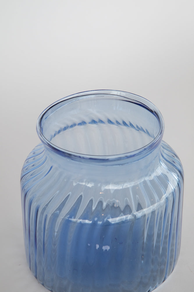 Blue Glass Jar - Short with 6" Opening