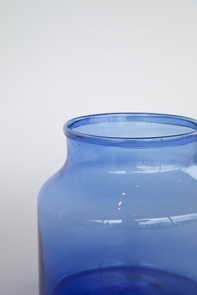 Blue Glass Jar - Short with 6" Opening