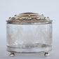 Glass and Silver Biscuit Box with Queen Victoria Stamp