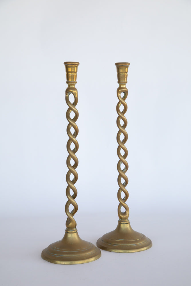 Brass Open Twist Candlesticks - Sold Individually