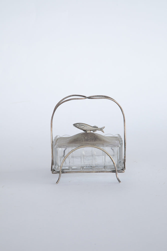 Glass and Silver Plate Sardine Server