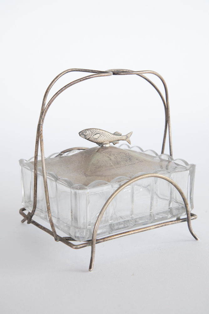 Glass and Silver Plate Sardine Server