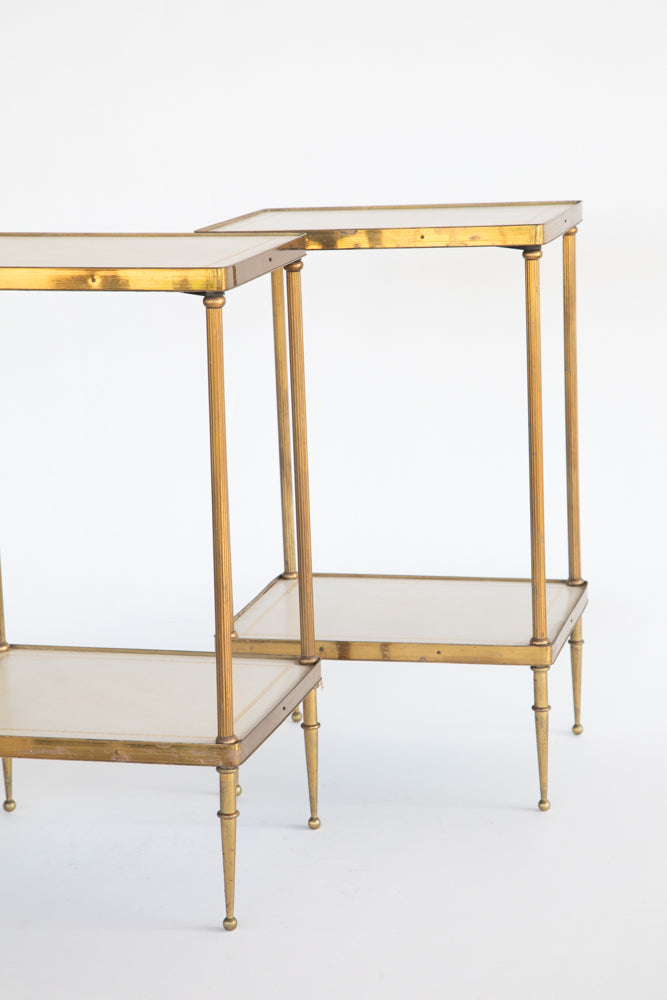 Mid Century Glass and Brass End Table