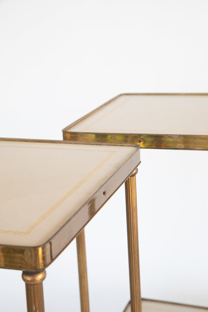 Mid Century Glass and Brass End Table