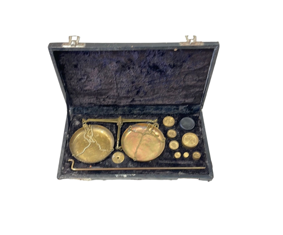 Small Jewelry Scale in Black Case circa 1900