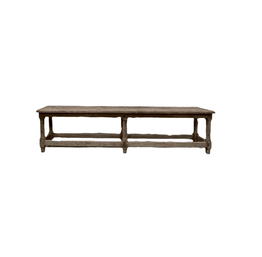 Long Slat Wood Bench - The White Barn Antiques