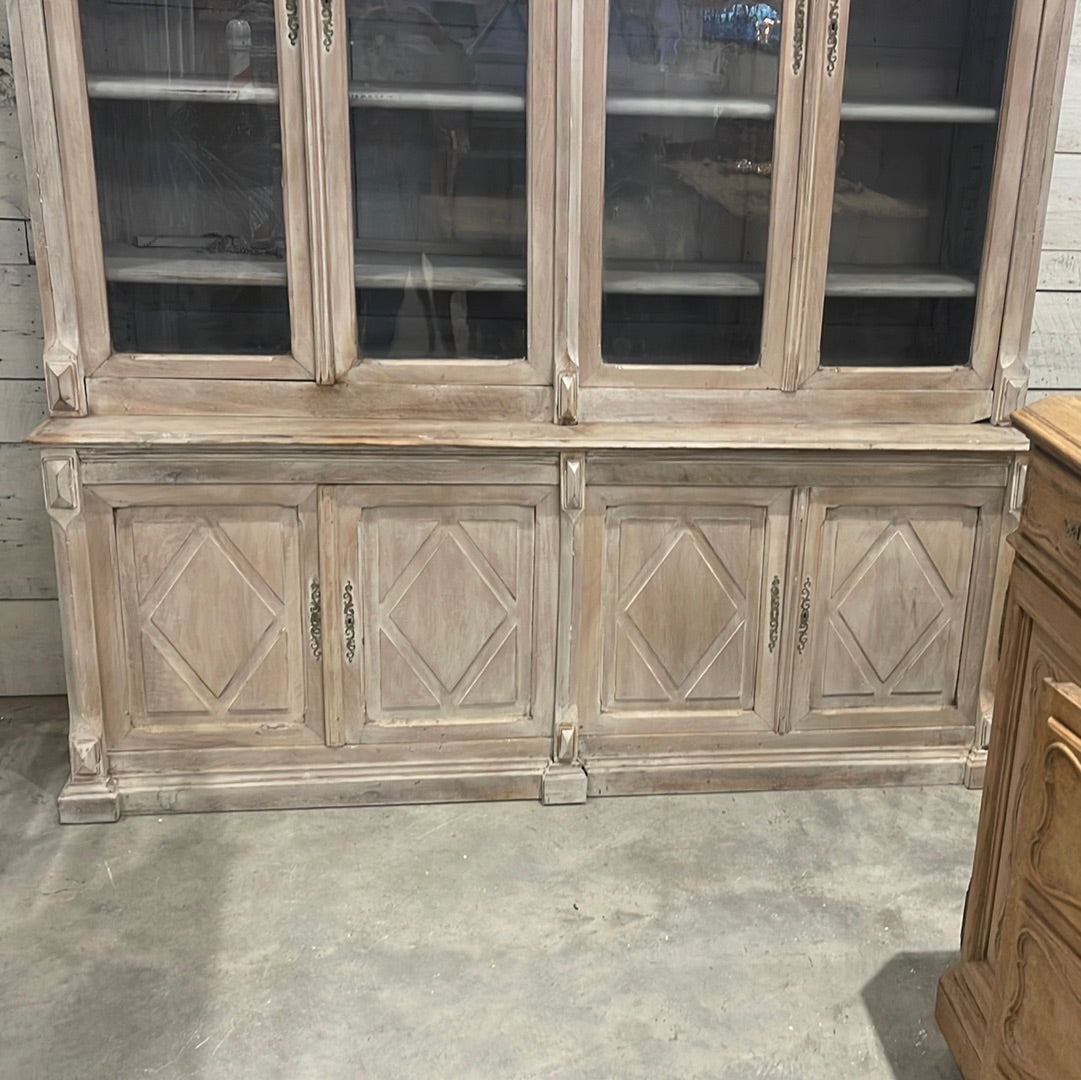 French Walnut China Cabinet with Glass Doors - The White Barn Antiques